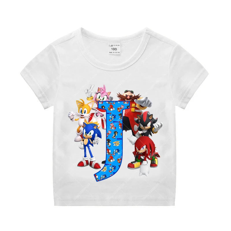 Sonics Kinder Sommer Baumwolle T-shirt Jungen Kurzarm Tops Anime Gedruckt Kleidung Kinder Cartoon Nette T-shirt Kleidung Weihnachten Geschenke 2025