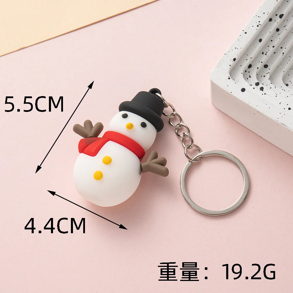 Christmas Keychain Cartoon Cute Doll Pendant Santa Claus Snowman Tree Keyring for Men Women Party Decoration Souvenir