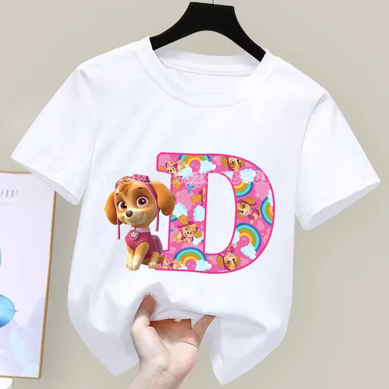 Paw Patrol T-Shirt Sommer Jungen Mädchen Saugfähige Shirts Niedliche Cartoon Chase Skye Weiße Kleidung Einfache Basic Vielseitige Kleidung Geschenk