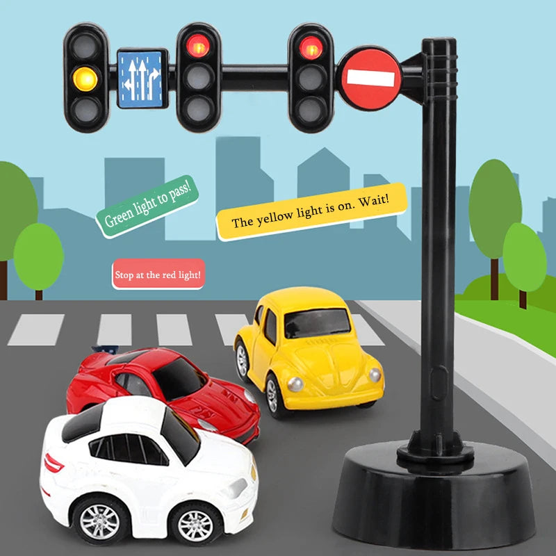 Traffic Lights Toys Model Stop Light Model Puzzle Toddlers Educational Toys City Street View Accessories Signpost Barrier Gifts