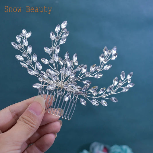 A487 Crystal Wedding Head piece Hair Comb Headband Bridal Hairpins Bridal Hair Jewelry Hairbands Party Accessories Gift Headwear