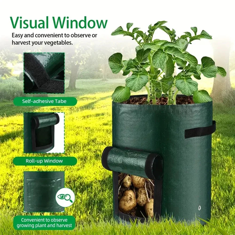 5PCs Garden Supplies Vegetable Plant Grow Bag Planting Container Bag Thicken Garden Pot DIY Potato Grow Planter PE Cloth