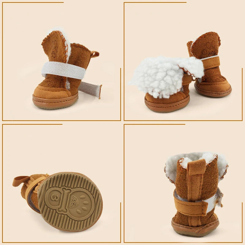Pet Dog Winter Shoes Snow Booties Socks Waterproof Rubber Anti-slip Shoes For Small Medium Dogs Cats Puppies Footwear Pet Shoes