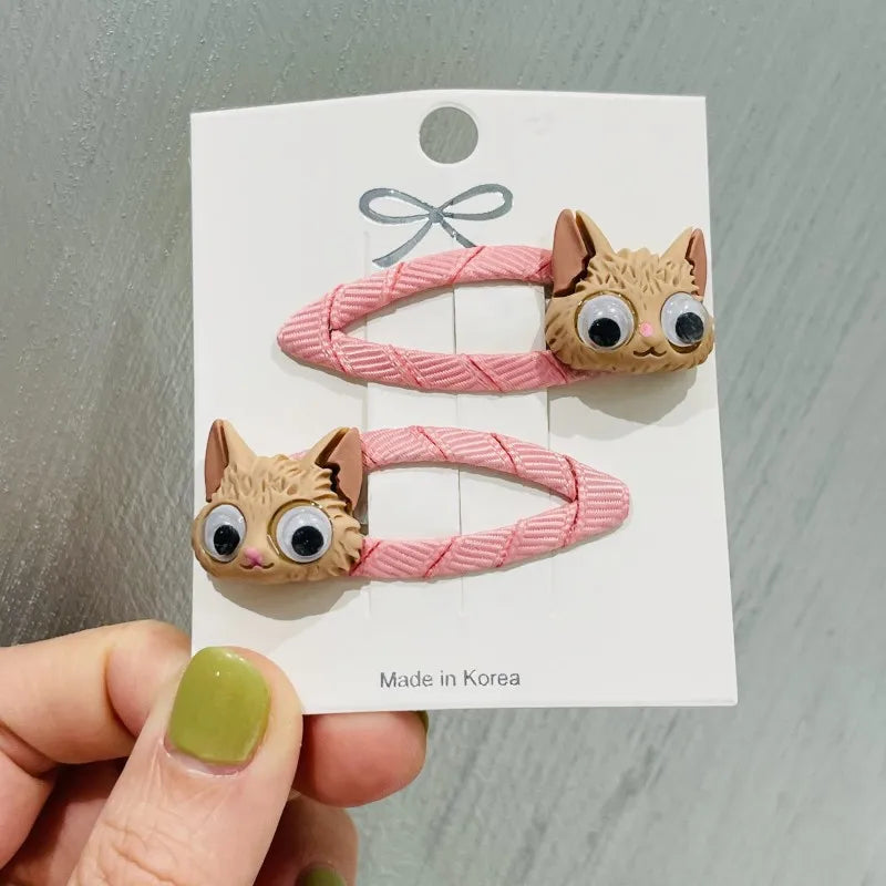 2Pcs/Set Girls Animal Rabbit Dog Cat Rubber Elastic Hair Bands Children Ponytail Holder Scrunchie Headband Kids Hair Accessories