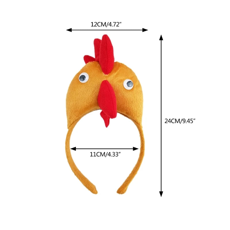 Adult Kids Funny Chicken Rooster Headband Lovely Cartoon Animal Hair Hoop for Easter Festive Party Daily Wear Wide Headpiece