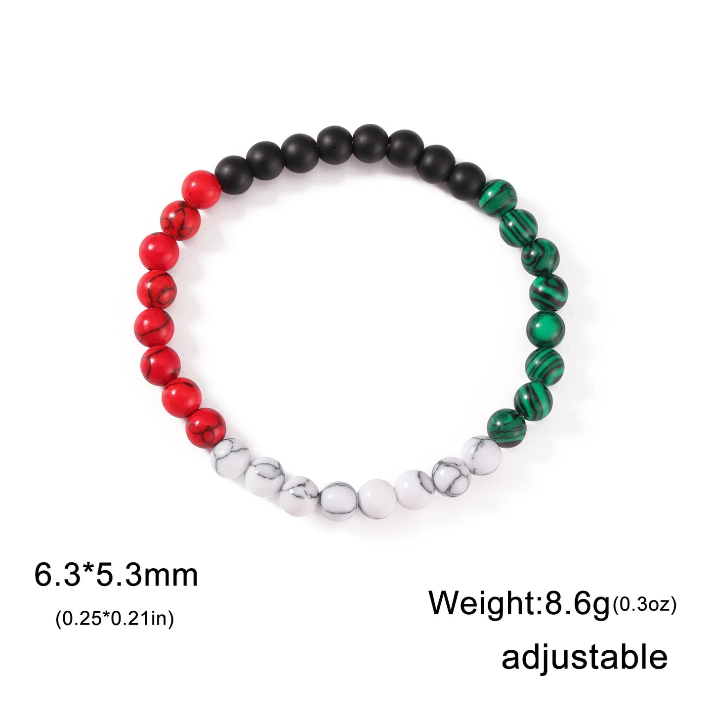 Palestine Flag Braided Rope Bracelets for Women Men Red Black White Green Natural Stone Beads Bracelet Jewelry Gift Wholesale