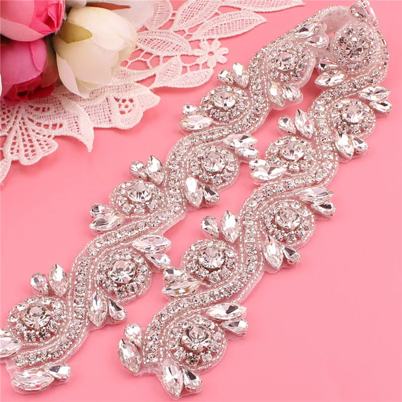 Crystal bridal belt with ribbons, handmade silver wedding belt, cookie patient belt for wedding evening dresses