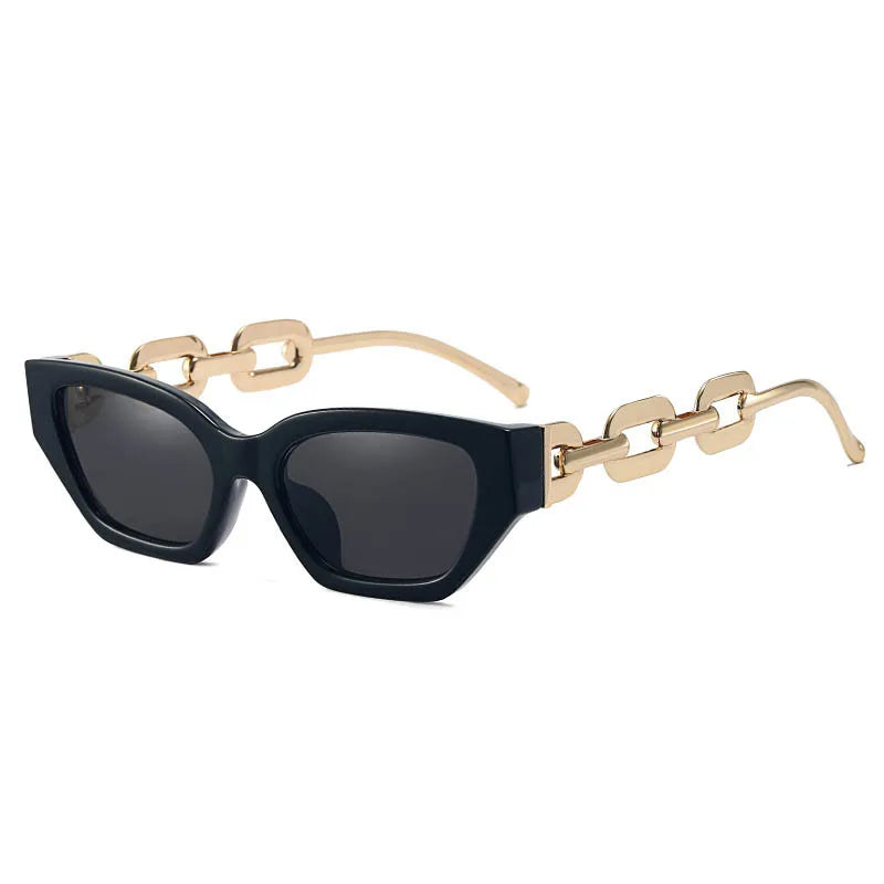 Vintage Small Frame Sunglasses with Chain Legs Cat Eyes Stylish Eyewear Prescription Sunglasses Women 0 -0.5 -0.75 -2.0 To -6.0