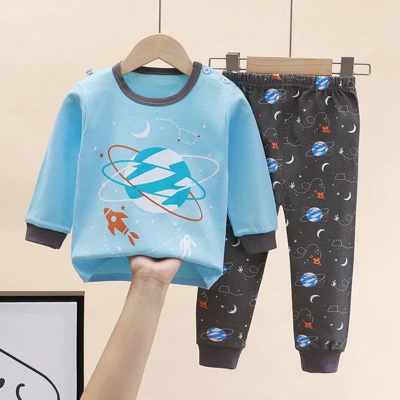 Neugeborene Kinder Jungen Mädchen Pyjama Sets Cartoon Casual Langarm Niedlich T-Shirt Tops mit Hosen Kleinkind Baby Herbst Schlafkleidung