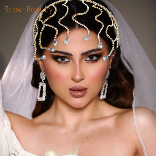 A453 Sparkly Rhinestone Bridal Tiara Hair Accessories Wedding Headbands Crystal Hair Ornament Women Crown Crystal Headwear