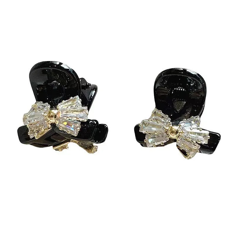 Shining Rhinestone Hair Claw Hairpin Fashion Princess Headwear Bow Shaped for Y2K Girls Women Headwear Trendy Hair Accessories