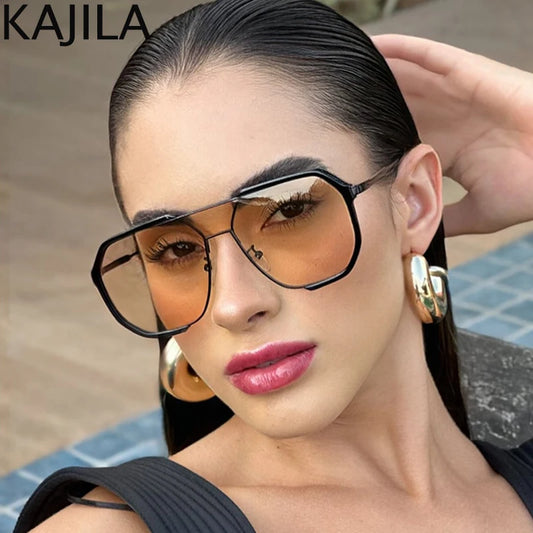Oversized Square Sunglasses Women 2025 Trendy Luxury Brand Vintage One-Piece Punk Sun Glasses For Ladies Shades UV400 Protection