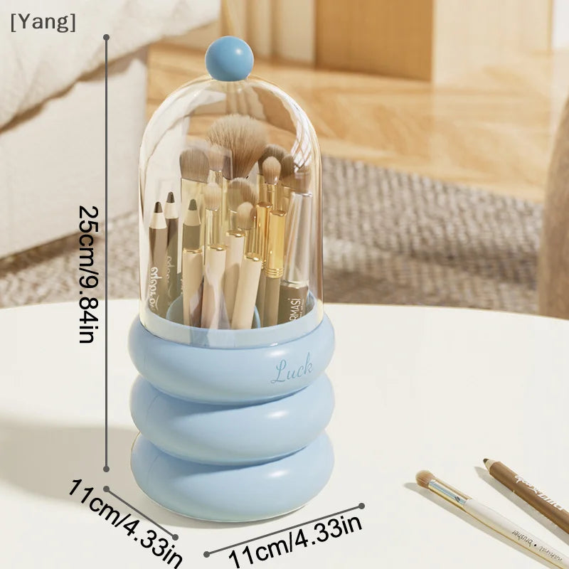 360° Rotating Makeup Brushes Holder With Lid Lipstick Organizer Cosmetic Storage Make Up Tools Box Jewelry Pencil Case Container