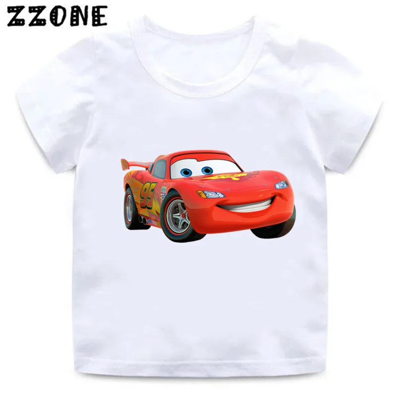 Hot Sale Car Pixar Lightning McQueen Print Cartoon Kids T-Shirts Girls Clothes Baby Boys T shirt Summer Children Tops,ooo5534