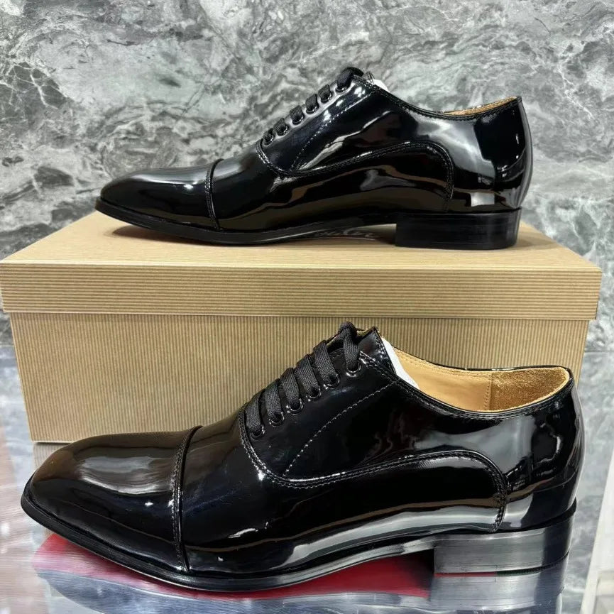 Classic Red Leather Men's Shoes Spring Casual Versatile Zapatos Mujer Business British Fashion Snerker Lace Up Leather Shoes