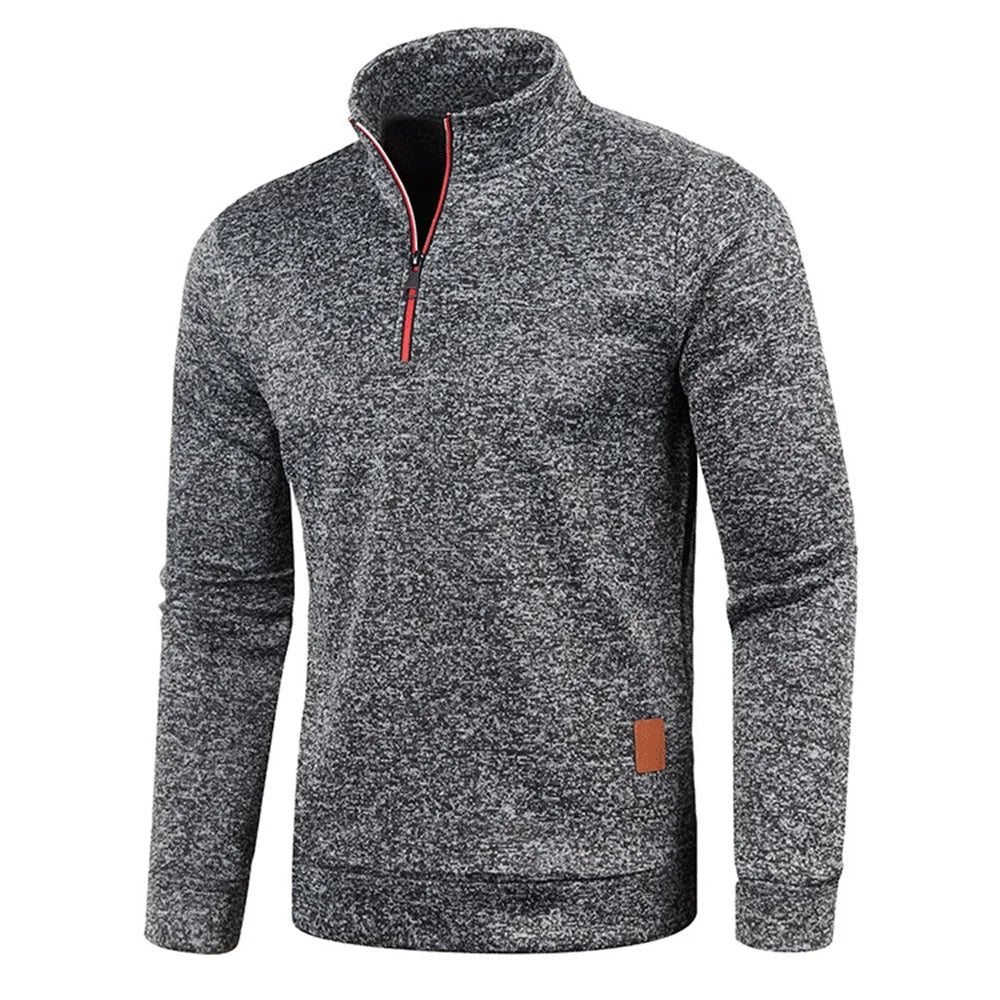 Herren Sweatshirts Frühling Dicker Pullover Halber Reißverschluss Pullover für Männer Hoody Outdoor Sweatshir Herbst Einfarbig Rollkragenpullover
