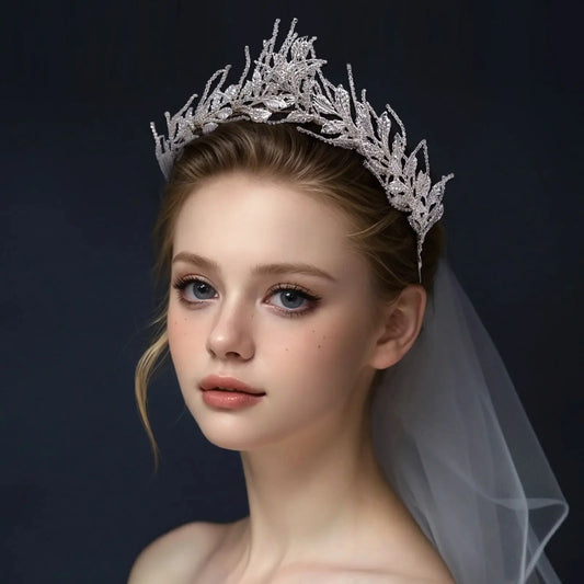 Wedding Tiara Bride Headband Shiny Rhinestone Crown for Bridal Hair Accessories Handmade Alloy Woman Headdress HP559