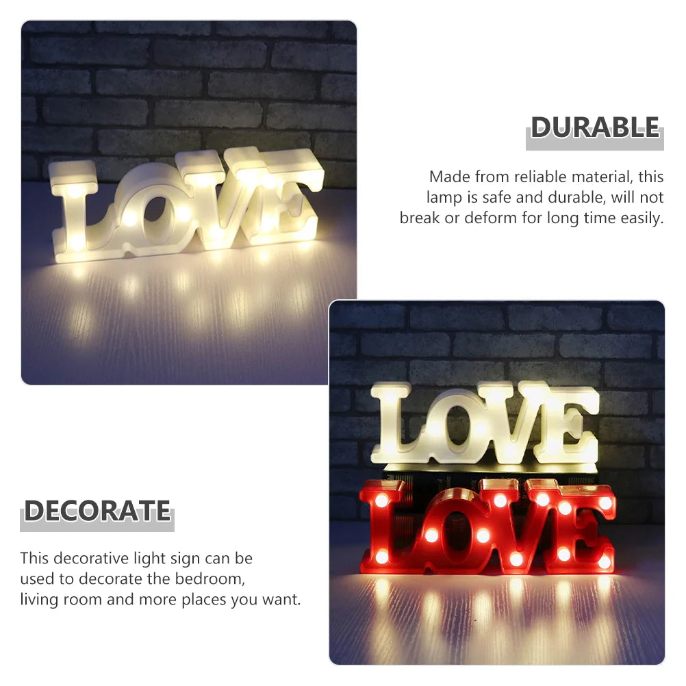 Love Light Dining Room Table Decor Centerpiece Lamp Decoration Marquee Lights Valentine Plastic Sign Valentines Day Letter for