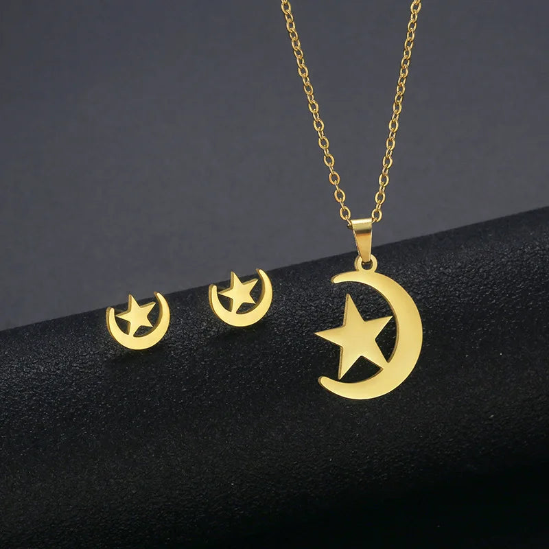 10 PiecesHip Hop Personalized Accessories Stainless Steel Necklace Fashion Jewelry Set for Women Smooth Geometric Design