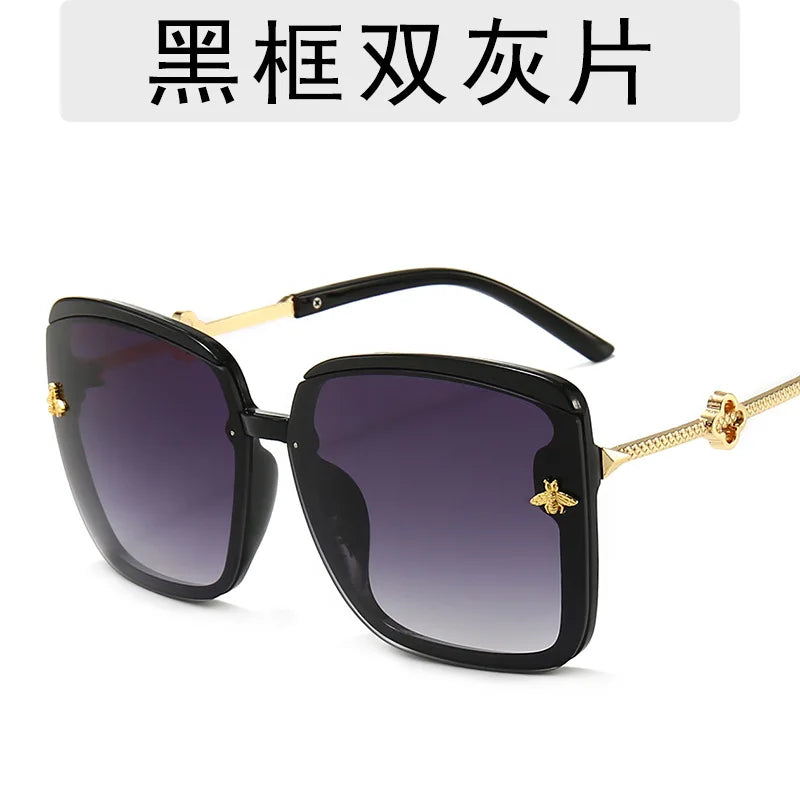 New Fashion Large Frame Sunglasses Ladies Bee Gradient Color Sunglasses