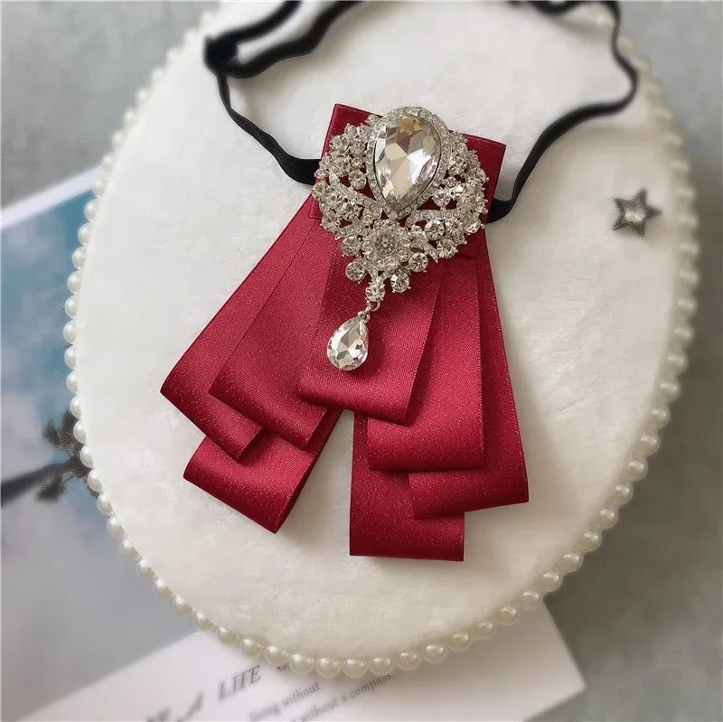 Men's Wedding Bow Ties Women's Accessories British Korean Business Banquet Formal Dress Shirt Rhinestone Ribbon Bow-tie Gifts mon