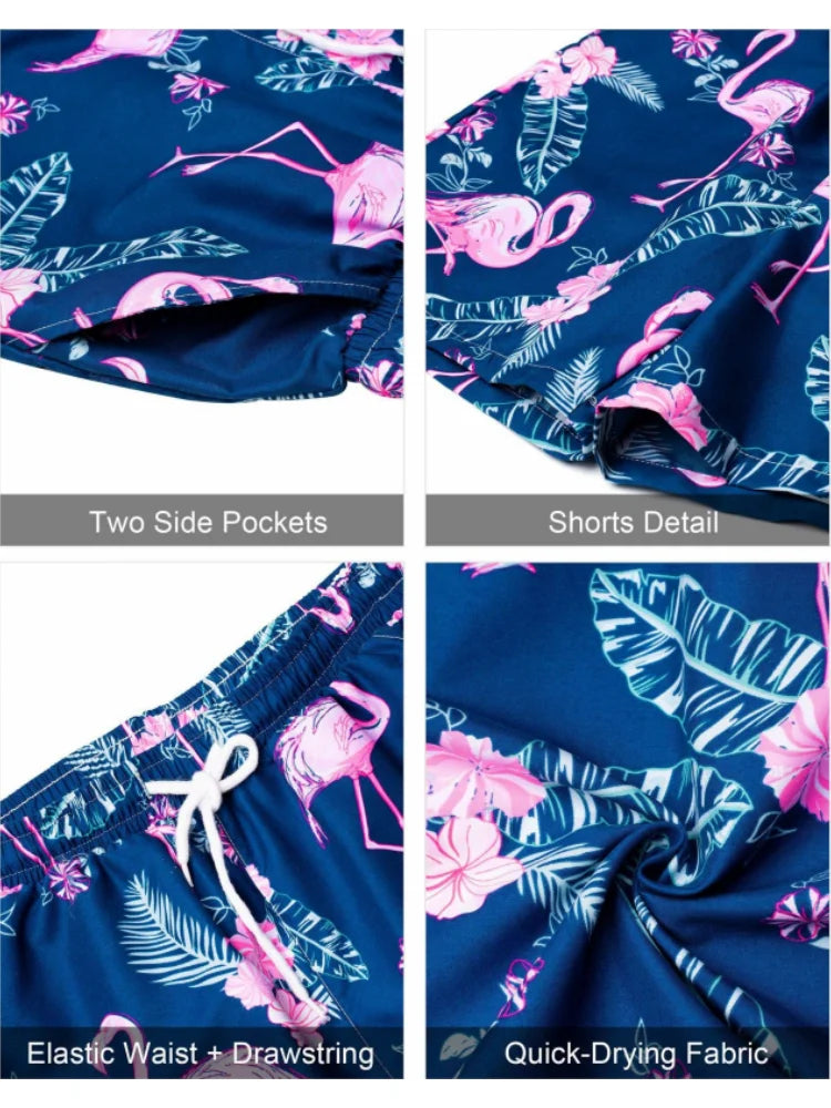 Summer New Men's Short Sleeve Shirt and Shorts 2 Piece Set Fashion Coconut Tree Print Lapel Shirt Beach Drawstring Shorts Set mon