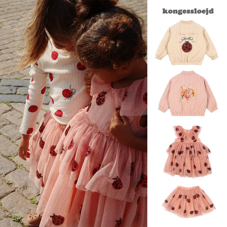 AW KS Kinderkleidung Baby Mädchen Käfer Pailletten Kleider Kinder Röcke Kleinkind Mädchen Jacke Bestickte verdickte Baumwollmäntel
