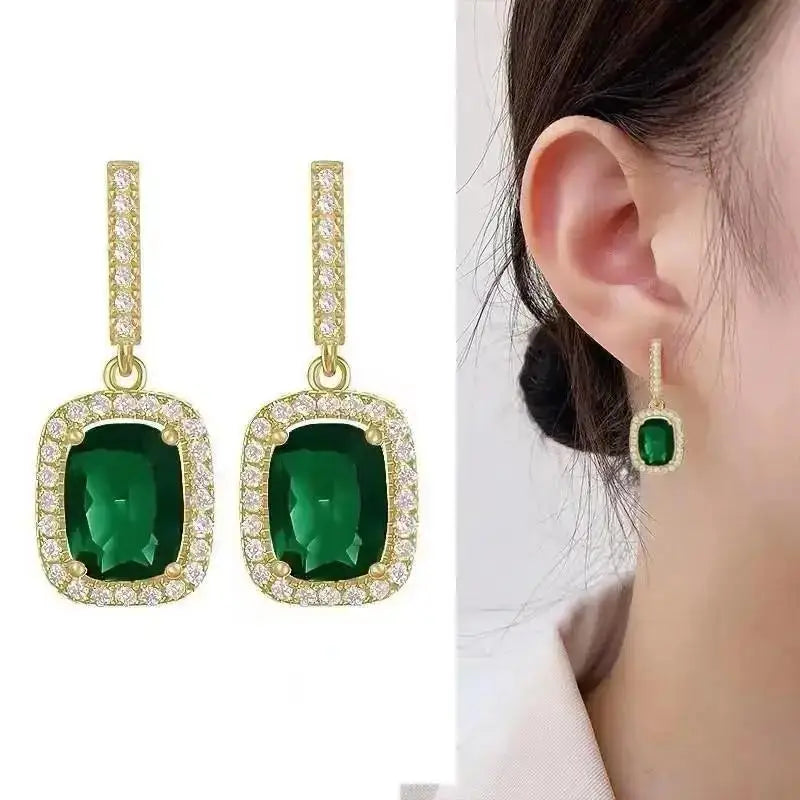 925 Silver Needle Korean Fashion Crystal Heart Earrings For Women Jewelry 2024 Trending Women's Red White Pearl Drop Earrings