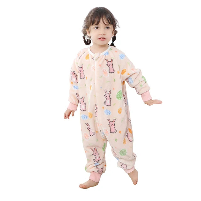 MICHLEY Cartoon Flannel Children Baby Sleeping Bag Sack Warm Winter Clothes Toddler Sleepsack Pajamas For Girls Boys Kids 1-6T