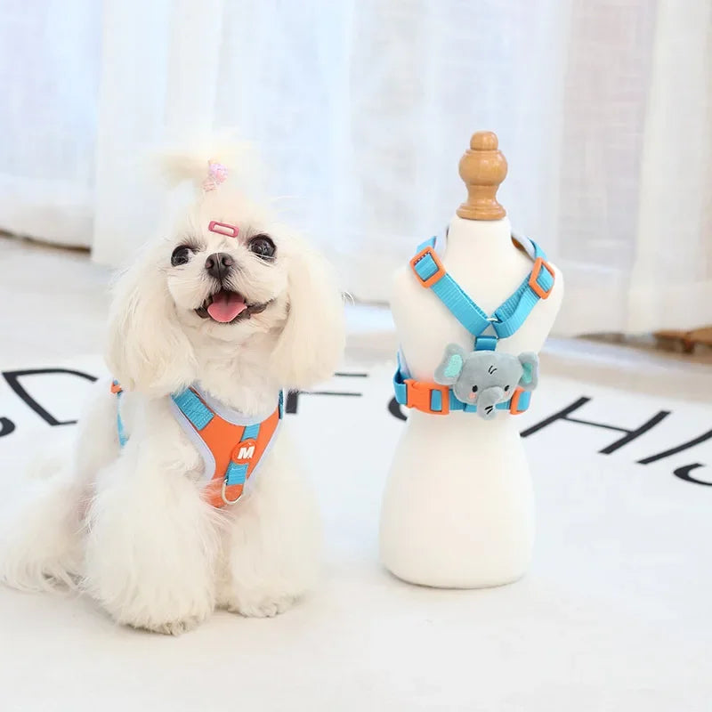 Ins Cute Cartoon Dog Leash Pet Chest Back Dog Cat Universal Waterproof Anti-fouling Dog Rope Duck Harness Elephant Chest Strap