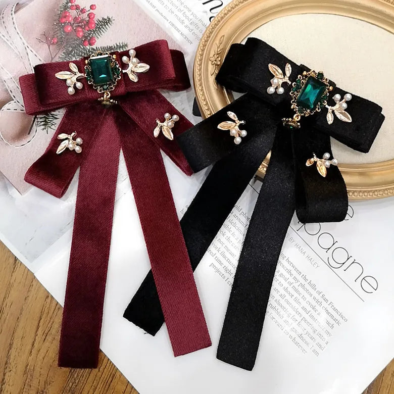 Vintage Luxury Rhinestone Velvet Fabric Bow Tie Professional Shirt Elegant Temperament Fashion Bow Tie Formal Suit Accessories