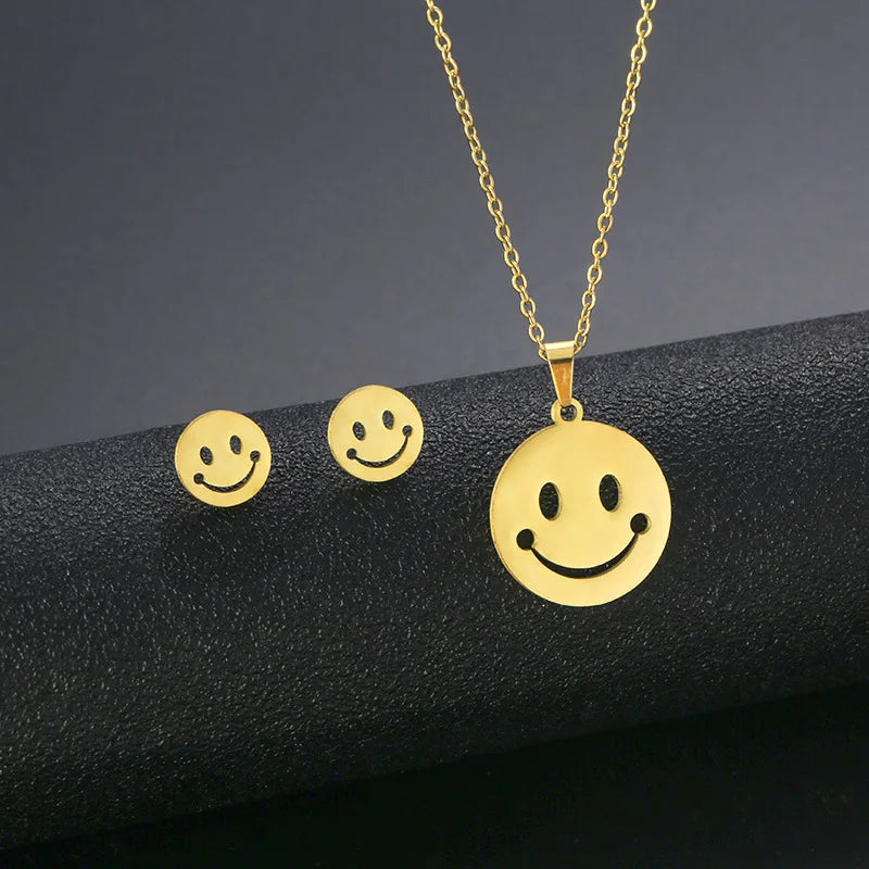 10 PiecesHip Hop Personalized Accessories Stainless Steel Necklace Fashion Jewelry Set for Women Smooth Geometric Design