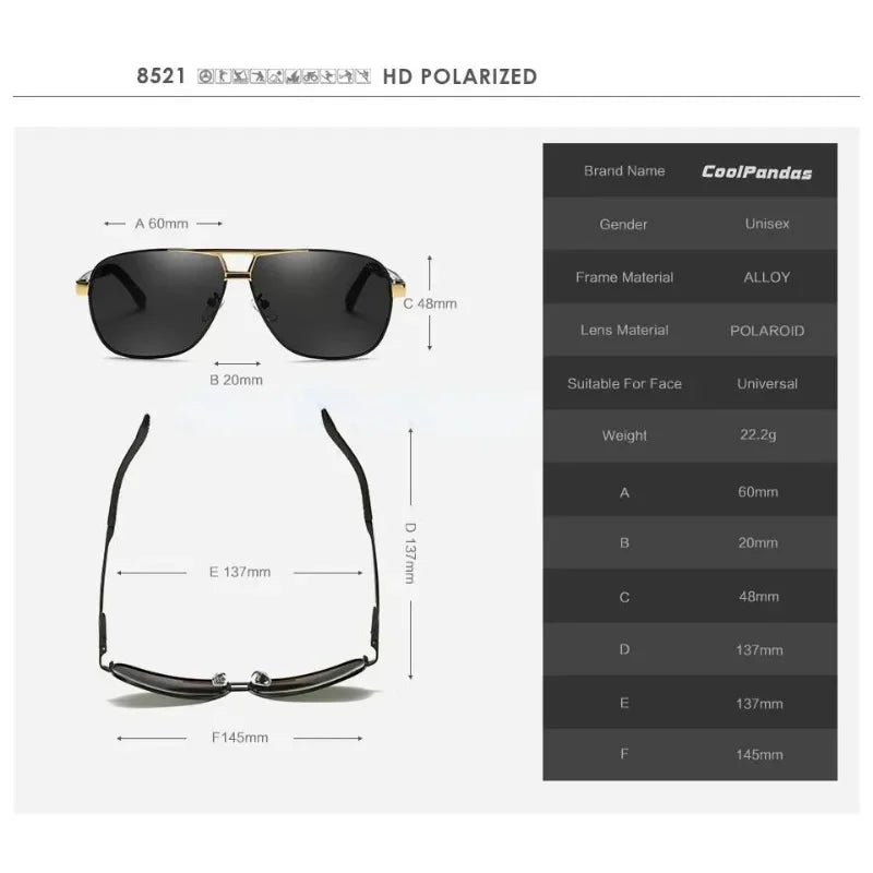 Aluminum Magnesium Square Polarized Photochromic Sunglasses Men Sun Glasses Safety Driving Oculos De Sol Masculino