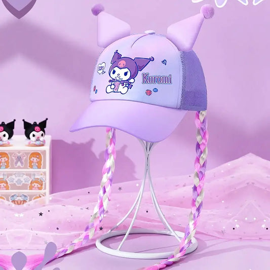 Sanrioed Anime Kuromi Children Sun Protection Hat Cute Baseball cap Cartoon Sunhat Spring trip Summer Camp Gift for Friend