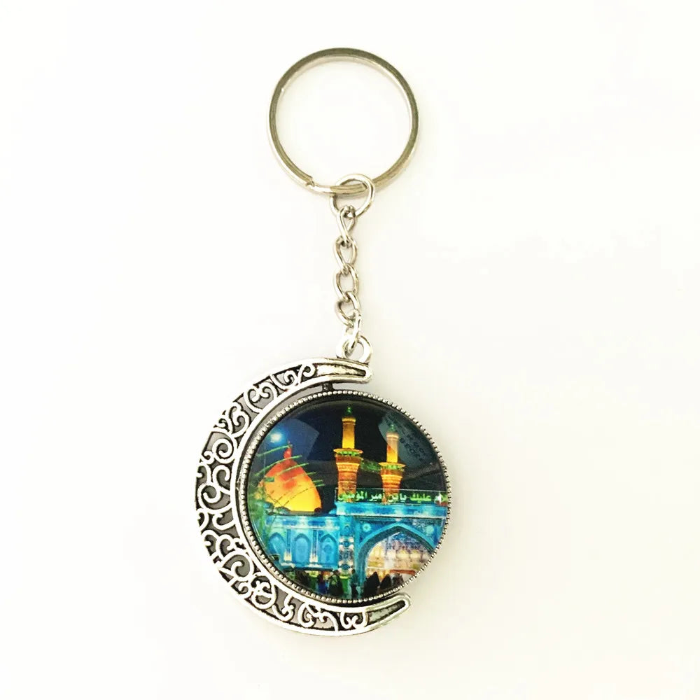 Ramadan Decor Moon Crystal Kaaba Keychain Arab Key Chain