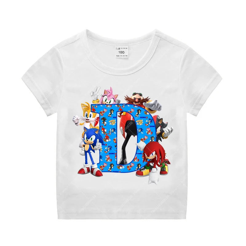 Sonics Kinder Sommer Baumwolle T-shirt Jungen Kurzarm Tops Anime Gedruckt Kleidung Kinder Cartoon Nette T-shirt Kleidung Weihnachten Geschenke 2025