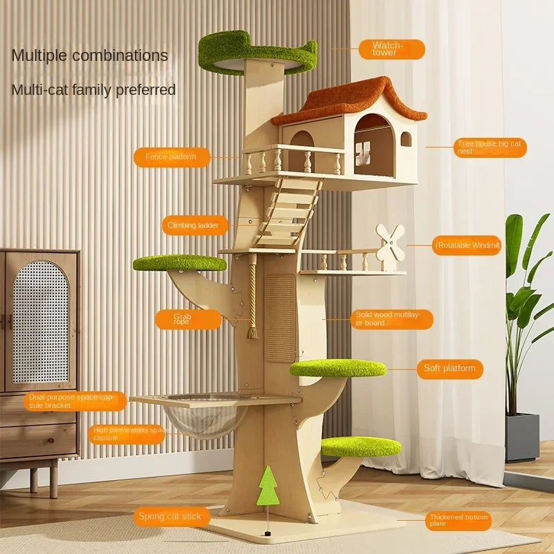 Cat Crawler  Integrated Solid Wood Large Rack Does Not Occupy Space Capsule Sisal Scratch Board