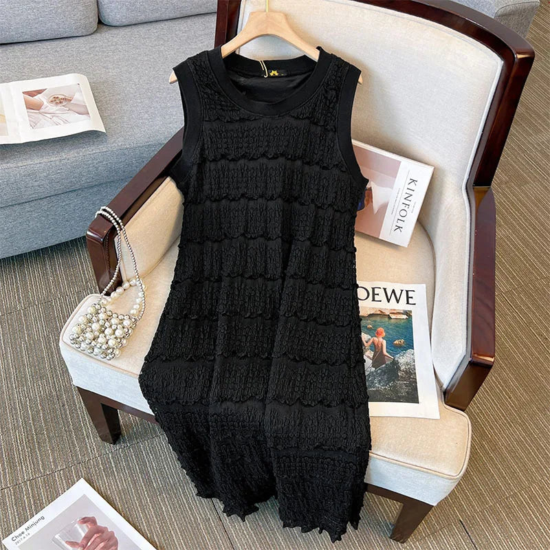 150Kg Plus Size Women's Summer Lace Knitted Suspender Dress Bust 130cm 5XL 6XL 7XL 8XL High Stretch Outside Dress