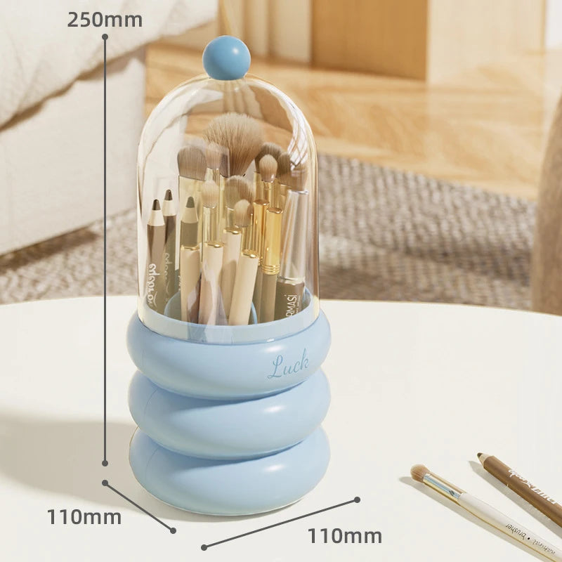 360° Rotating Makeup Brushes Holder With Lid Lipstick Organizer Cosmetic Storage Make Up Tools Box Jewelry Pencil Case Container