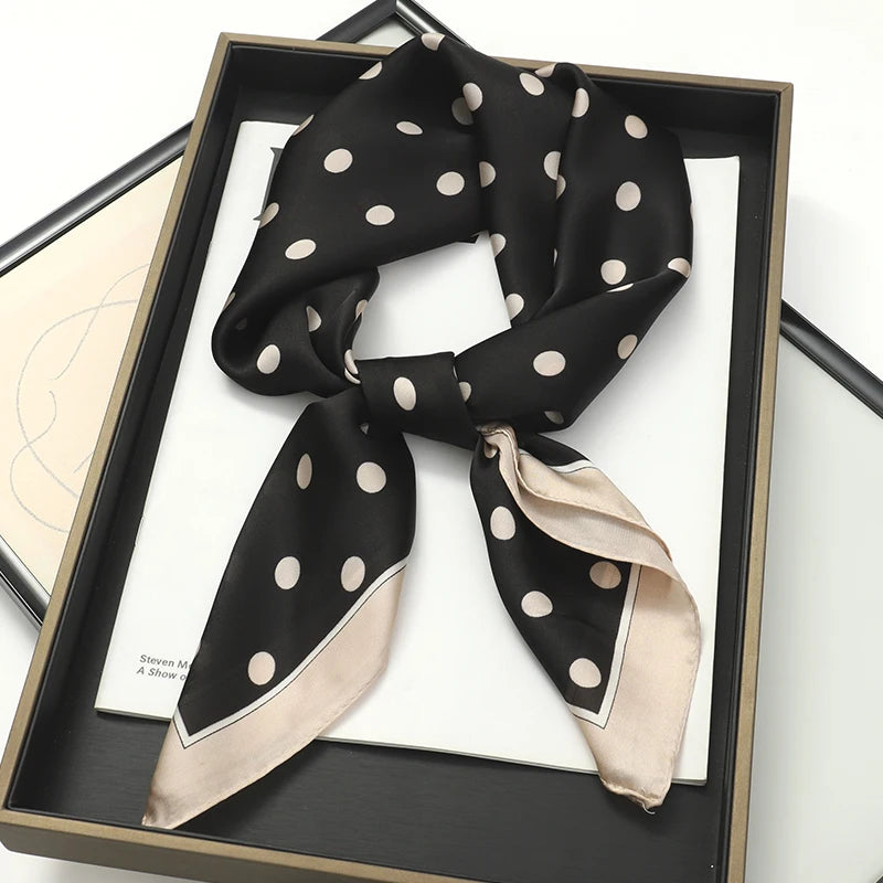 Luxury Brand 2023 Silk Square Scarf Women Cat Neck Hair Tie Band Beach Hijab Kerchief Head Headbands Bandana Female Foulard 70cm
