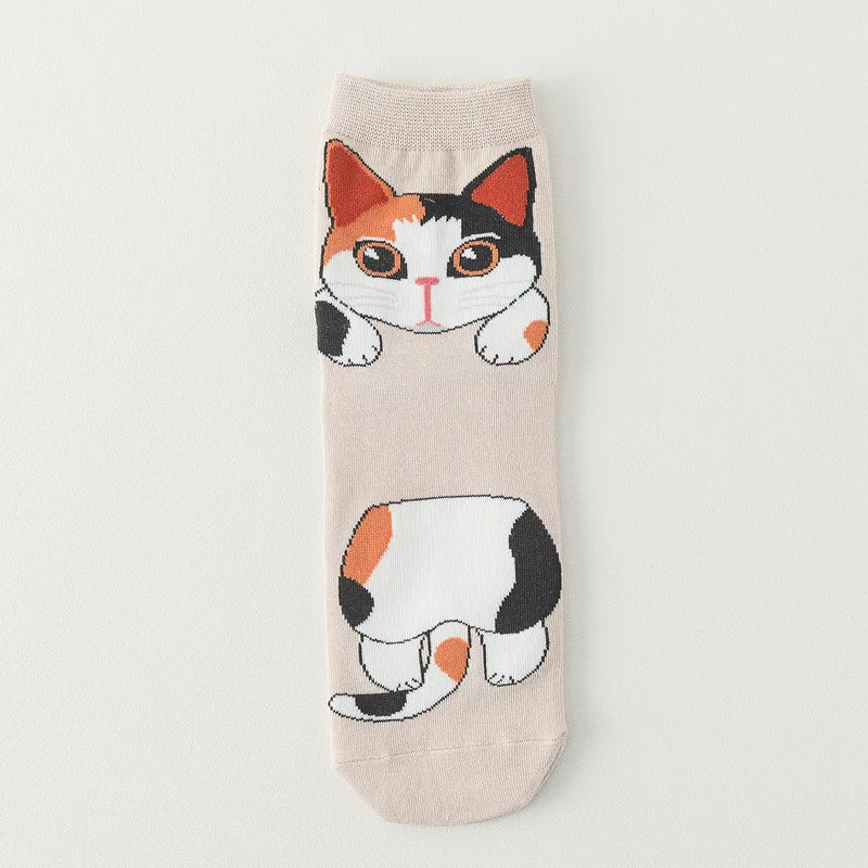 25 Patterns Korea Japan Fashion Funny Cartoon Lovely Cats Happy Socks Women Girls Casual Streetwear Cute Dress Sox Spring Summer