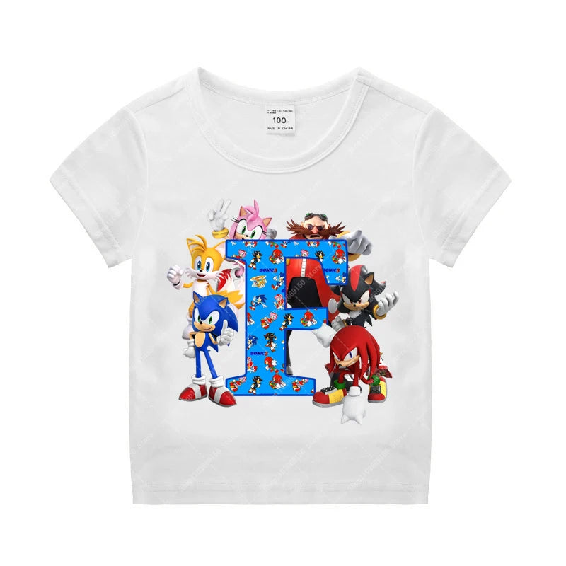 Sonics Kinder Sommer Baumwolle T-shirt Jungen Kurzarm Tops Anime Gedruckt Kleidung Kinder Cartoon Nette T-shirt Kleidung Weihnachten Geschenke 2025