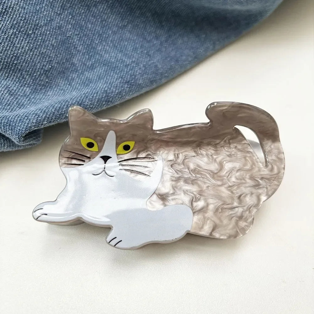 Refreshing World New Kitten Hair Claw Cute Cat Design Acrylic Hair Claw Clips Hair Accessories for Women Girls