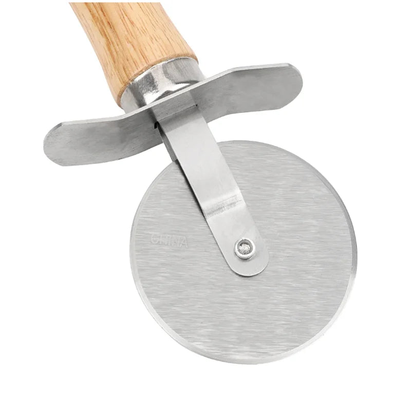Stainless steel pizza cutter Wooden handle pastry pasta dough cutter Cutting Wheel Slicer Baking tools Kitchen tool