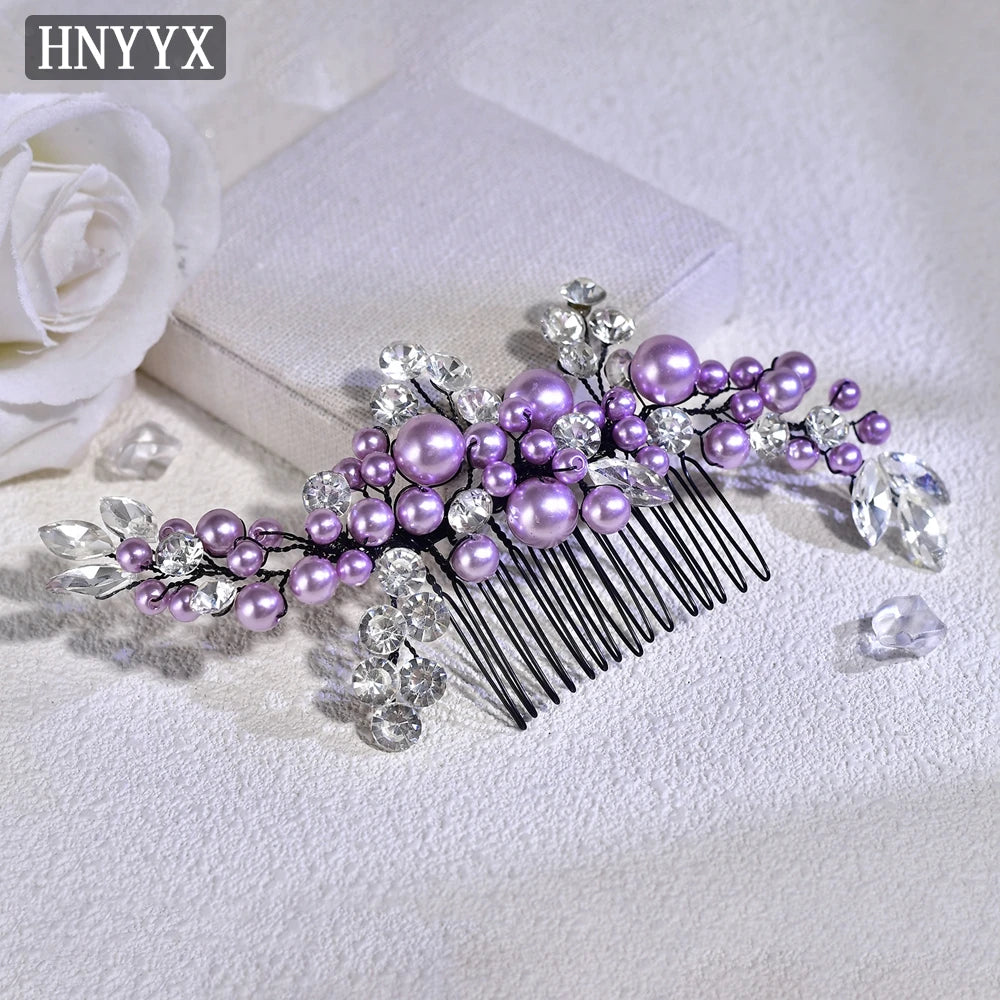 HNYYX Colorful Hair Comb Fashion Crystal Fancy Headdresses Hair Clips Women Bride Hair Accessories Wedding Headpiece A286