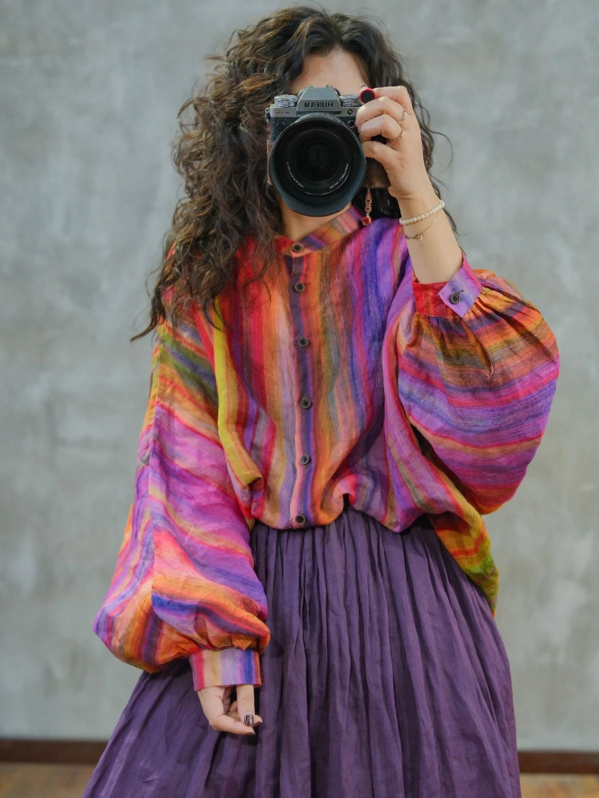 Oversized Summer 2 Two Piece Set Women Striped Print Casual Long Sleeve Ladies Shirt Elastic Waist Modis Ruffle Woman Long Skirt