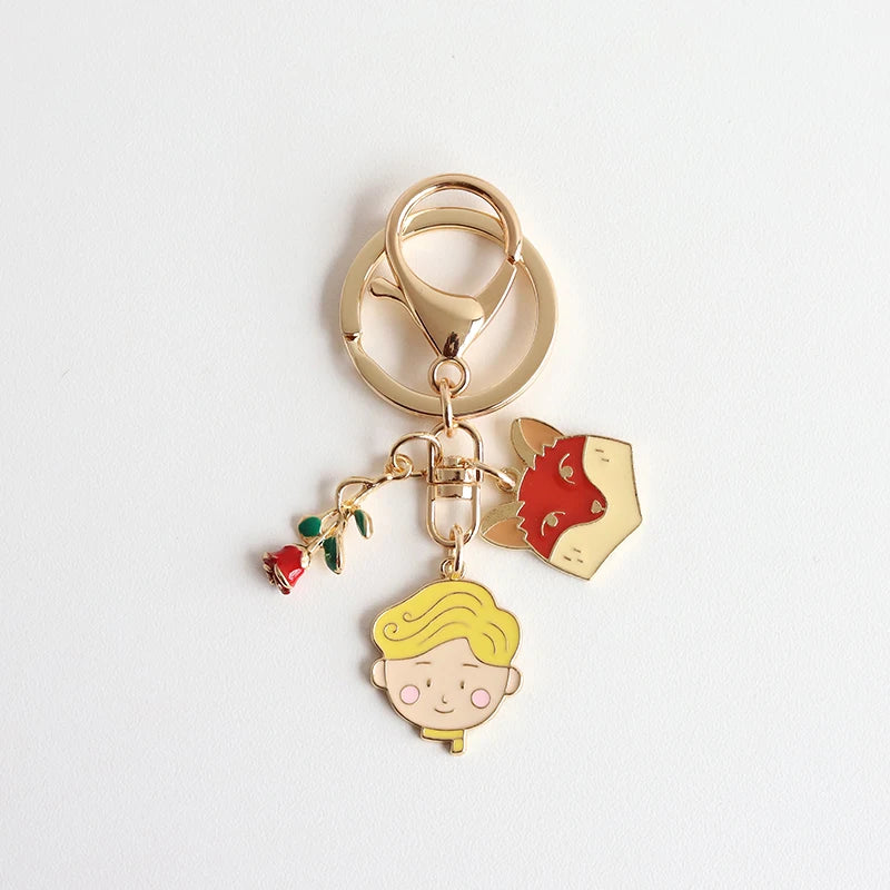 Trendy The Little Prince Keychain Cute Fox Airpods Pendant For Clothes Backpack Keyring Key Chains Charms Valentines Day Gift