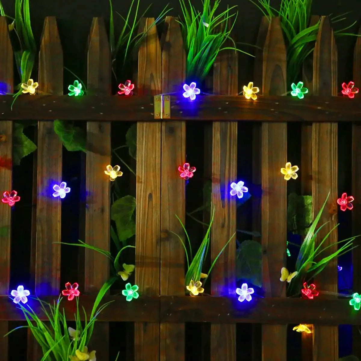 Outdoor Solar Powered Flower Garland Festoon LED String Fairy Light Waterproof for Backyard & Garden Lawn Fence Patio Decoration