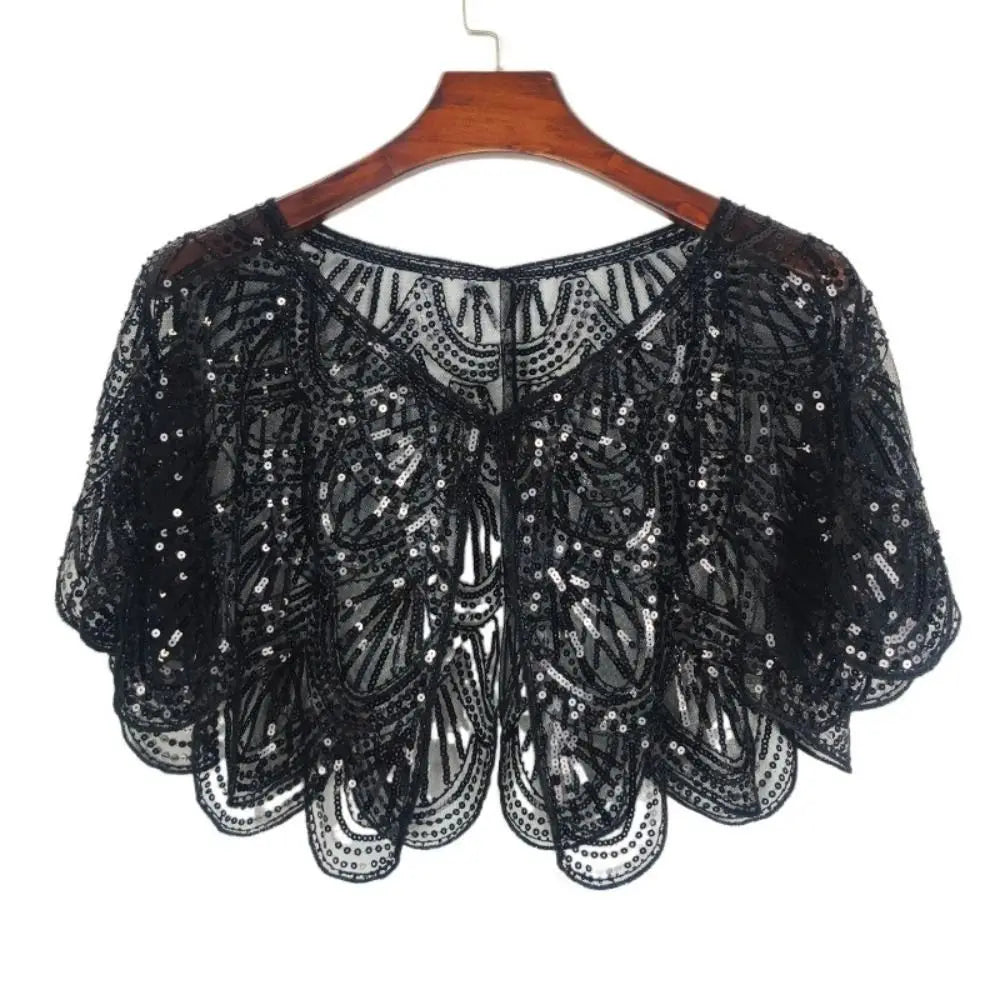 New Thin Party Shawl Long Sleeve Ruffle Design Sunscreen Cardigan Sunscreen Clothing Polyester Shawl Beaded Women