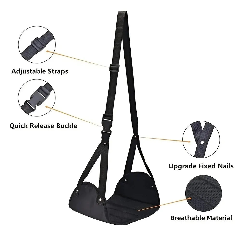 Portable Airplane Footrest - Adjustable Strap, Lightweight Hammock Leg Rest for Travel !!!